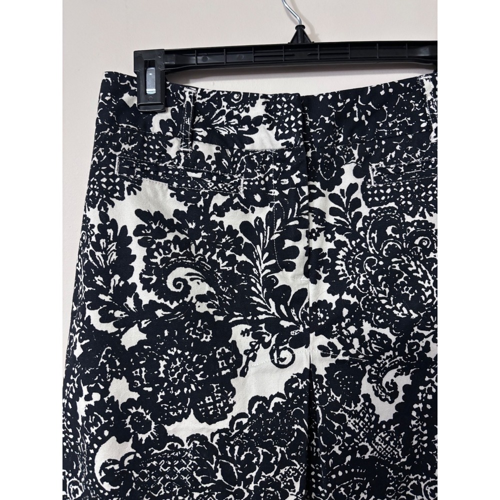 Talbots Womens Size 6 Black White Damask Paisley Print A-Line Stretch Skirt - Picture 5 of 10